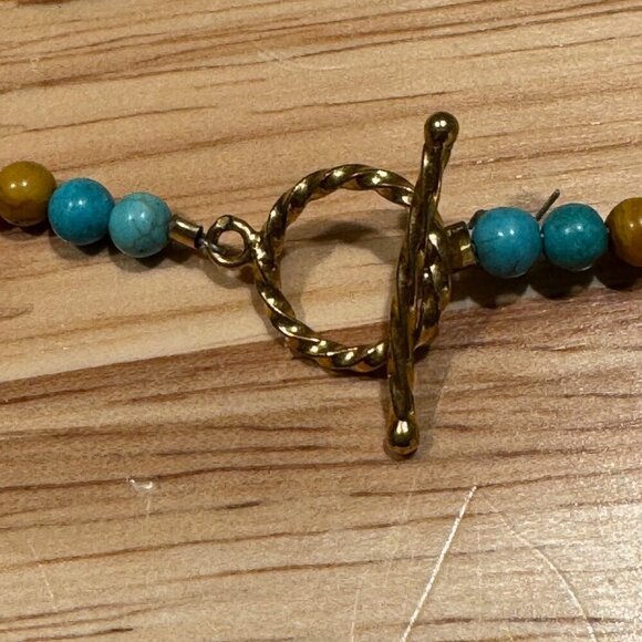 Beautiful Handmade Native American Faux Turquoise with Orgone Stone Pendant 16" - Picture 6 of 9